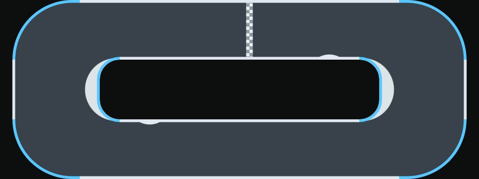 Oval track layout, 24 by 9 tiles